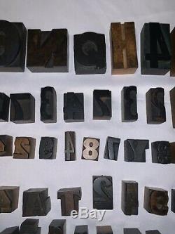 116 Piece Vintage Wood Letterpress Type Print Block Rare Numbers Letters Lot Art