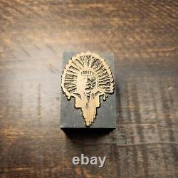 11 Antique Wood Block Cooper Letterpress Native American Indian Chief Shadowbox