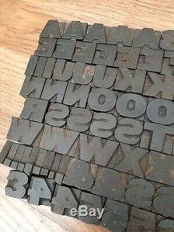 128 Antique. 75 Wood Type Printing Blocks Alphabet Letterpress Letters Numbers