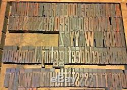 144 Wood Letterpress Print Type Block Upper Lower Letters Numbers Punctuation 2