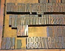 144 Wood Letterpress Print Type Block Upper Lower Letters Numbers Punctuation 2