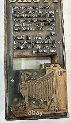 1900s Antique Premo Camera Advertisement Ad Copper & Wood Printers Block