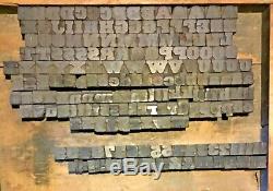 194 Wood Letterpress Print Type Block Upper Lower Letters Numbers Punct. 11/16