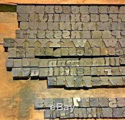 194 Wood Letterpress Print Type Block Upper Lower Letters Numbers Punct. 11/16