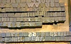 194 Wood Letterpress Print Type Block Upper Lower Letters Numbers Punct. 11/16