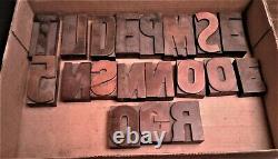 19 Antique Printers Block Letterpress Wooden Printing Letters