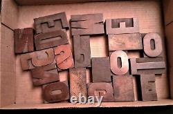 19 Antique Printers Block Letterpress Wooden Printing Letters