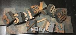 1 5/8 WOOD TYPE PRINT BLOCKS Vintage Letterpress Numbers Symbols