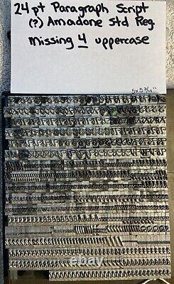 24 Pt Paragraph Script Only Set over 650 pieces Missing Four Letters Clean
