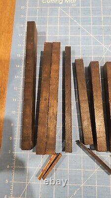 25 Letterpress wood furniture spacers, reglets + Vintage Holder Full