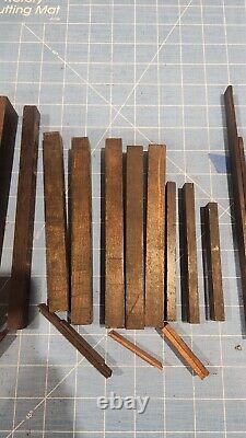 25 Letterpress wood furniture spacers, reglets + Vintage Holder Full