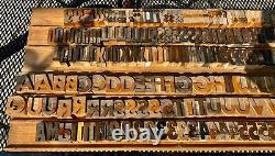 296 Antique Wood Letterpress Printing Press Type Block Letters Number Typeset