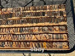 296 Antique Wood Letterpress Printing Press Type Block Letters Number Typeset