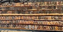 296 Antique Wood Letterpress Printing Press Type Block Letters Number Typeset