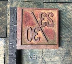 2 WOOD TYPE PRINT BLOCKS Carved MIXED LOT Vintage Letterpress Numbers Symbols