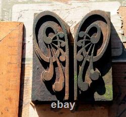 2x ORNAMENT letterpress wooden printing block wood printer type Art Nouveau1900