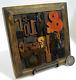 33 Pcs. Vintage/antique Letterpress In A Stained Wood Frame With Black Stand