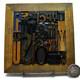 35 Pcs. Vintage/antique Letterpress In A Stained Wood Frame With Brown Stand