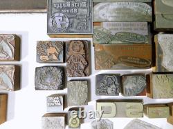 36 pieces vintage letterpress wooden blocks