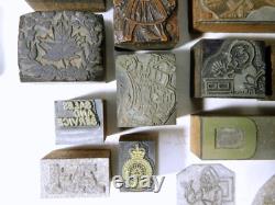 36 pieces vintage letterpress wooden blocks