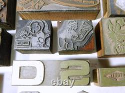 36 pieces vintage letterpress wooden blocks