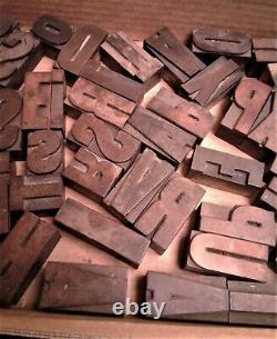 47 Antique Printers Block Letterpress Wooden Printing Letters