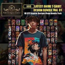 500 Premium Latest Anime T-shirt Design bundle for POD Instant Delivery-Vol. 1