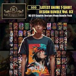 500 Premium Latest Anime T-shirt Design bundle for POD Instant Delivery-Vol. 3