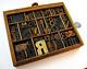 64 Pcs. Vintage/antique Letterpress In A Section Of Type Case With Stand. Nice