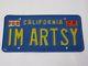 70's Era Vanity California License Plate Im Artsy Artist Statement Piece