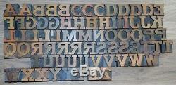 73 Wood Letterpress Printing Blocks Type Capital Alphabet 1 5/16 Tall