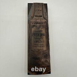 8.3 Large HIRAM WALKER's Crystal Gin Vintage Letterpress Printers Block Liquor