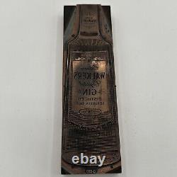 8.3 Large HIRAM WALKER's Crystal Gin Vintage Letterpress Printers Block Liquor