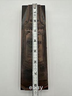 8.3 Large HIRAM WALKER's Crystal Gin Vintage Letterpress Printers Block Liquor