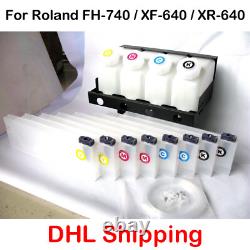 8 Cartridge Bulk Ink Supply System 4 bottles For Roland FH-740 / XF-640 / XR-640