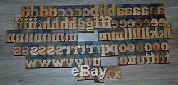 96 1 5/8 Wood Letterpress Printing Blocks Type Lower Case Alphabet