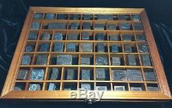 ADVERTISING Old LETTERPRESS Wood Metal Blocks Vintage Mixed Lot With Wood Case