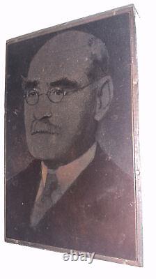 ANTIQUE 1900's RUDYARD KIPLING COPPER PLATE ETCHING PRINTING BLOCK PORTRAIT