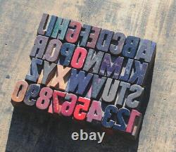 A-Z + 0-9 alphabet 0.87 letterpress wooden printing blocks type printer vintage