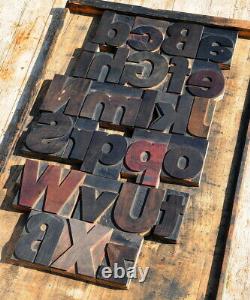 A-Z mixed alphabet 4.29 letterpress wooden printing blocks type printer vintage