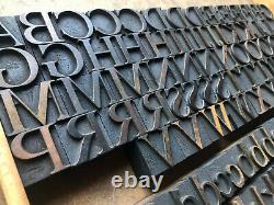 Antique 152 piece set of Letterpress Printing WOOD TYPE Century School Book font