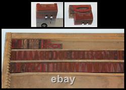 Antique 195 Pc Letter Press Print Type Old Wood Block Sets A-Z Letters & Numbers