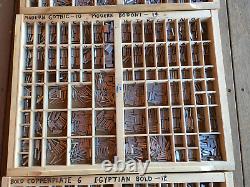 Antique 3 Trays Letter Press Type