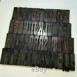 Antique 5 Wooden Type Printing Blocks Complete Alphabet Letterpress 62 Letters