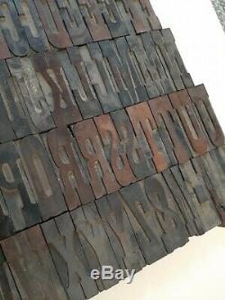 Antique 5 Wooden Type Printing Blocks Complete Alphabet Letterpress 62 Letters
