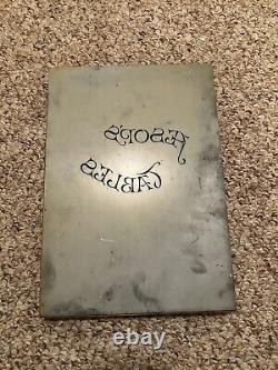 Antique Arts & Crafts Mvmt Aesop's Fables Fancy Metal Printer's Block Original