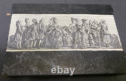 Antique Hand Engraved Wood Printing Block 19th Cent FRENCH Party Fete Scene