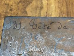 Antique Hand Engraved Wood Printing Block 19th Cent FRENCH Party Fete Scene