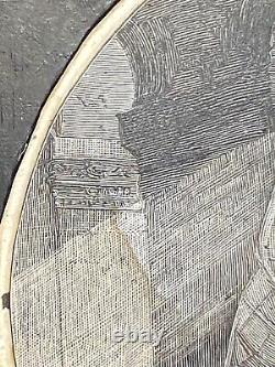 Antique Hand Engraved Wood Printing Block Robed Girl w Flowers l9th Cent FRENCH