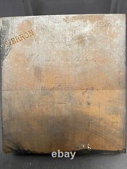 Antique Hand Engraved Wood Printing Block Robed Girl w Flowers l9th Cent FRENCH